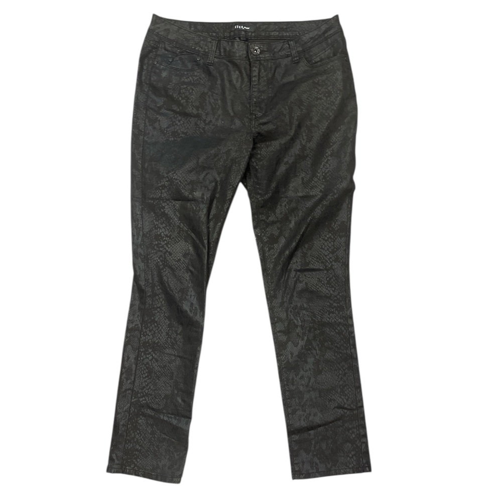 SUKO Jeans Snakeskin Coated Skinny Pants Sz 12 Black Shiny Stretch